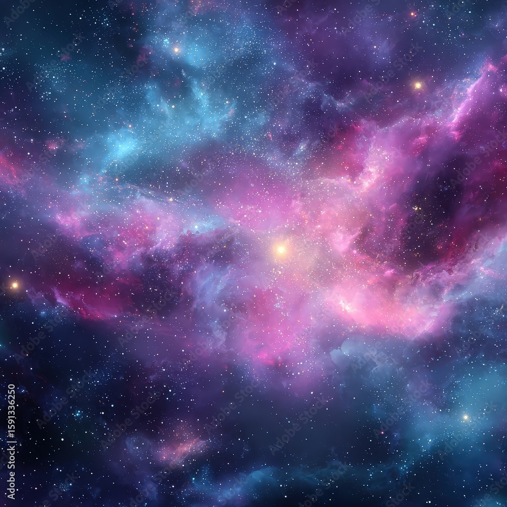 Fototapeta premium Vast Colorful Galaxy with Pink Blue Nebula Stars Space Scene