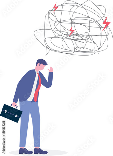 Regret on business mistake, frustration or depressed,

