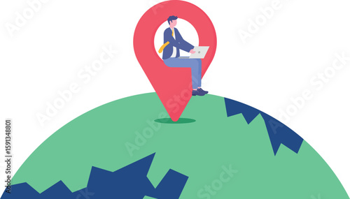 Digital nomad, freedom to work anywhere by using computer with internet,

