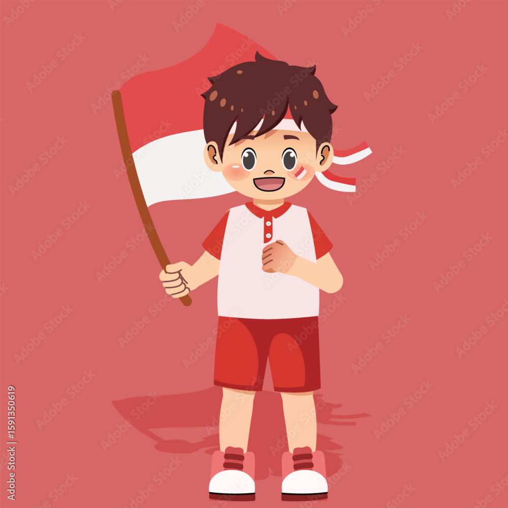 Fototapeta premium children's illustration of Indonesian Independence Day