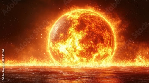 Fiery planet rising