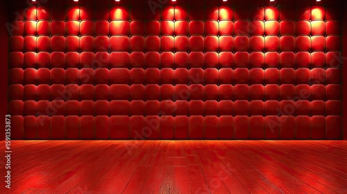 Red room with spotlights and padded walls