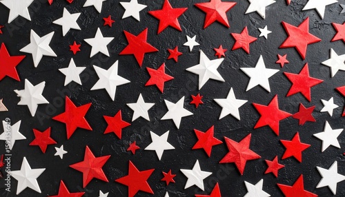 Red and white stars on a dark background