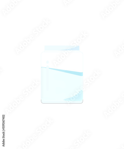 Minimalist Jar of Milk Powder with Soft Blue Label and Clean Modern Packaging Design Style