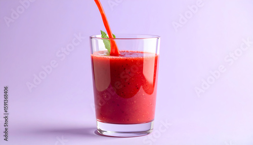 Wallpaper Mural Red Smoothie in Glass with Mint Garnish on Purple Background Torontodigital.ca