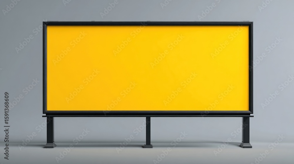 Fototapeta premium A vibrant yellow blank billboard on a grey background, ready for advertising