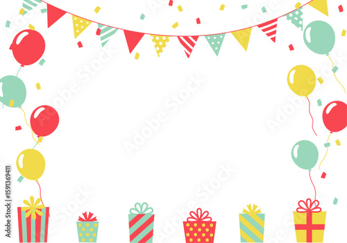 バースデーカード_誕生日パーティー背景（ヨコ） 