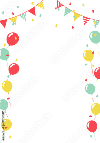 バースデーカード_誕生日パーティー背景（タテ） 