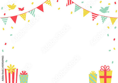 バースデーカード_誕生日パーティー背景（ヨコ） 