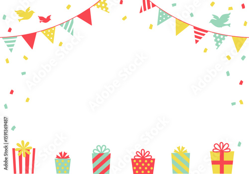 バースデーカード_誕生日パーティー背景（ヨコ） 