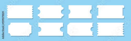 Set of blank white ticket stubs in minimalist style