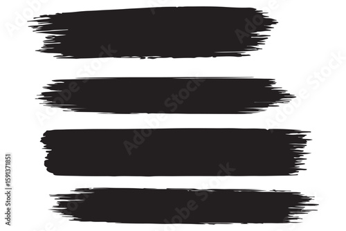 Vector brush streaks pack marker ink strokes grunge. Collection of vector paint bold brush strokes, hand drawn thick grunge lines and rectangle shapes modern grunge. Ink brush stroke set, black grunge