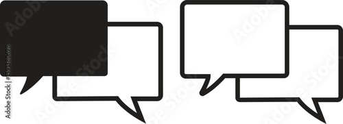 Minimalist speech bubbles flat and outline icon set. Representing chat interface, typing, concept of conversation chatbot dialogue communication ux. Message illustration sign for web page, mobile app.