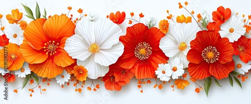 Vibrant floral arrangement of orange and white flowers