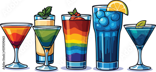 Best-selling cocktails-Vibrant hues, bold flavors vector illustration