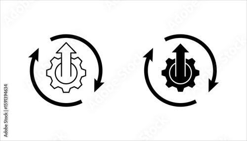 continuous improvement icon set, development cycle, constant rising, thin line symbol - editable stroke vector illustration


