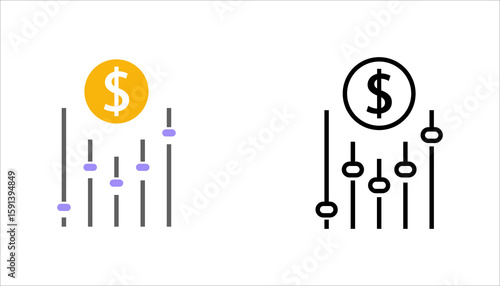 dynamic pricing line icon set. on white vector illustration, pictogram isolated on white background. color editable
