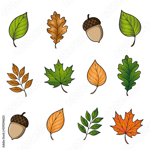 buntes Blatt Icon Set 