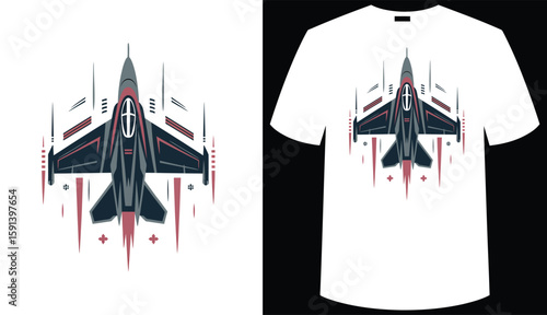 T shirt design fighter jet design on a tshirt isolated on white background