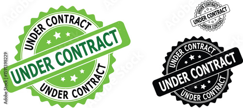Under contract seal vector image for real estate business and legal agreement document with stamp and icon design