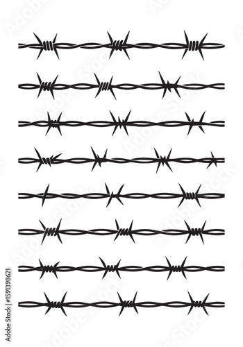 Barbed Wire Rows Protective Barrier Illustration