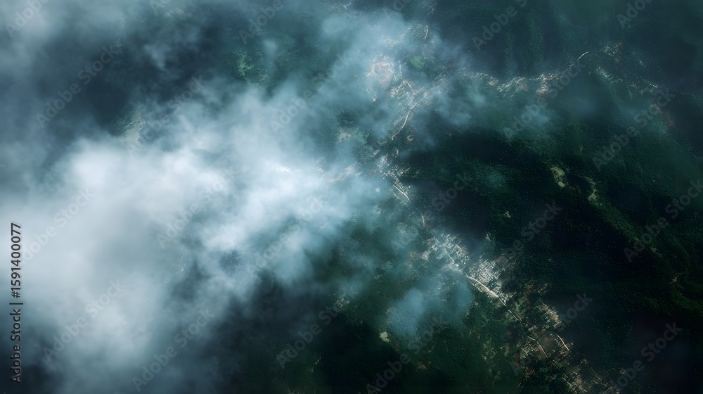 Obraz premium Satellite imagery revealing deforestation and haze