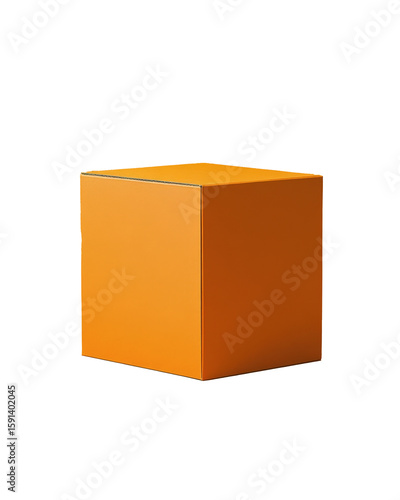 Bright orange cube on a plain background, minimalism