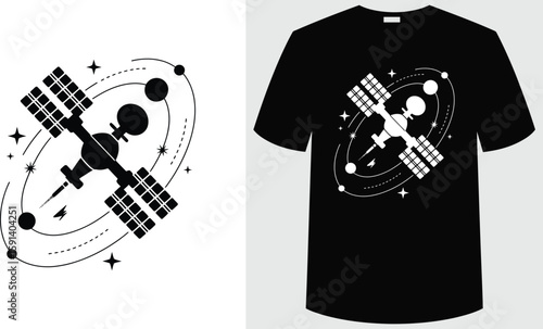 T shirt design a black tshirt with a space satellite design on it