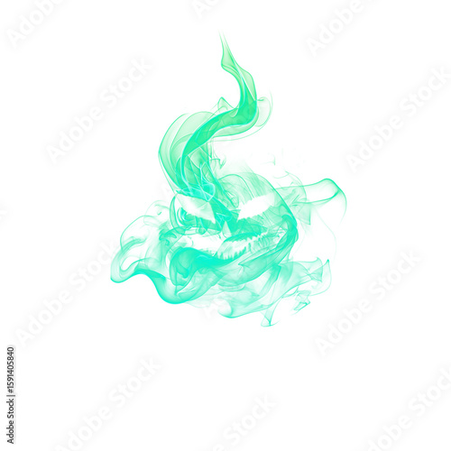 Fototapeta Neon green ghost flame ball with transparent background