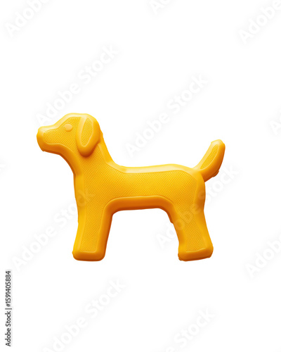 Bright yellow toy dog on a white background