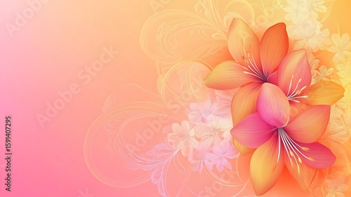 Delicate orange and pink flowers on a soft gradient background