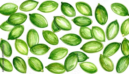 Watercolor illustration of pumpkin seeds