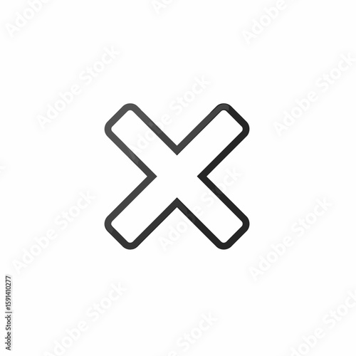 Simple graphic of a bold, outlined "X" mark, centered on a white background, suggesting cancellation or removal.