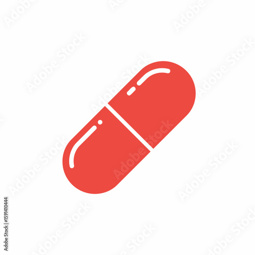 A single red capsule pill, shown on a white background, representing medication or healthcare.