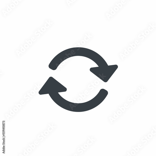 A simple graphic depicting two arrows forming a circular loop, indicating a cycle, refresh, or synchronization process.