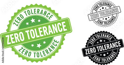 Zero tolerance policy stamp vector illustration for business and social justice concept design element