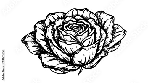 Black and white rose flower drawing vector illustration for tattoo design and floral art projects online