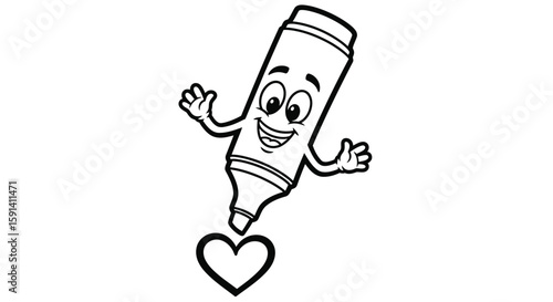 Playful Pen: A cheerful pen cheerfully draws a heart, embodying creativity, love, and the art of expression.