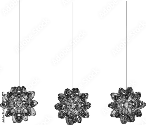 Vector sketch illustration of traditional ethnic antique hanging lamp decoration ornament design