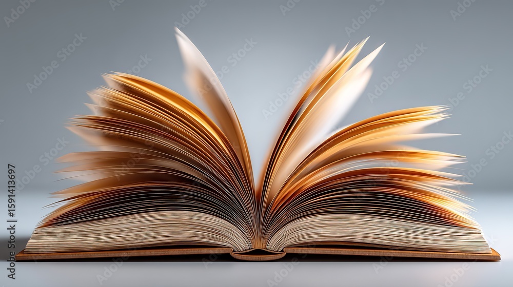 Fototapeta premium Abstract Minimal Open Book HD Top-Down Fine Rendering on White Background