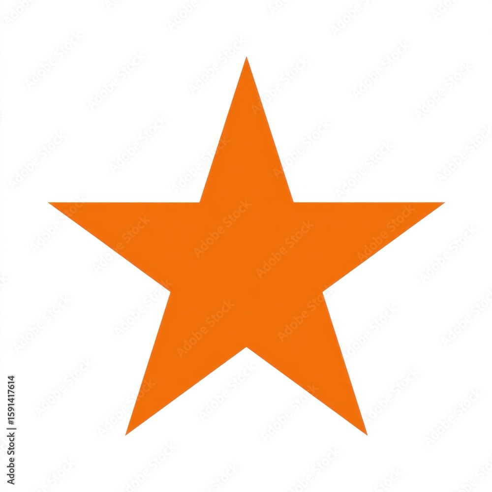 Fototapeta premium Solid Orange Five Pointed Star on White Background