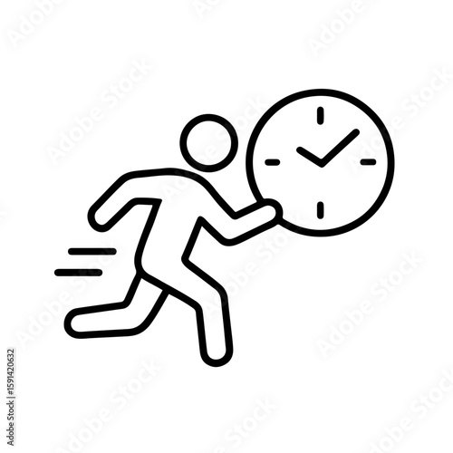 Hurry Up Icon – Running with Clock Outline Vector