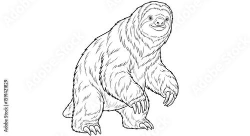 Intricate Giant Megatherium Ground Sloth Coloring Page Design for Mindful Adult Learning