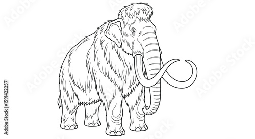 Intricate Majestic Woolly Mammoth Coloring Page Design for Mindful Adult Learning
