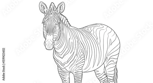 Authentic Realistic Quagga Zebra Extinct Equine Detailed Coloring Page for Adult Education