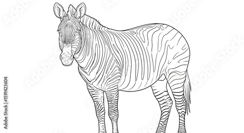 Intricate Realistic Quagga Zebra Extinct Striped Creature Detailed Coloring Page for Adults