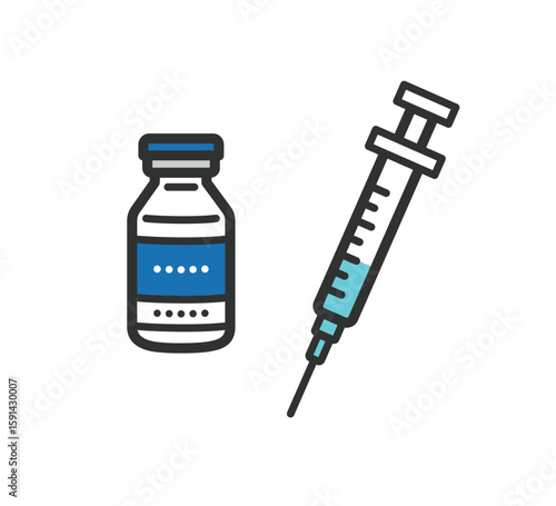 注射器とバイアル剤のイラスト