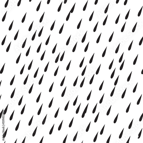 Abstract black raindrops pattern on a clean white background representing a simple and modern weather illustration
