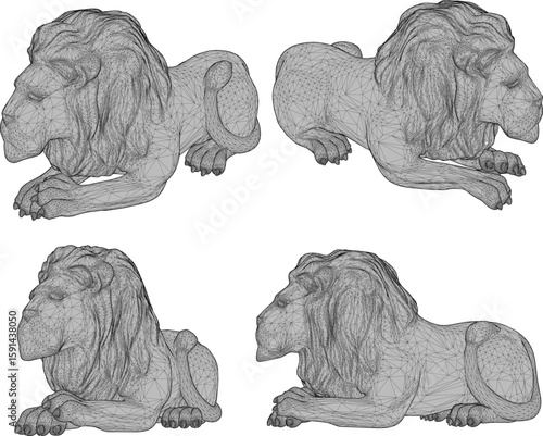 sketch vector illustration design statue sculpture lion guardian unique ethnic traditional modern