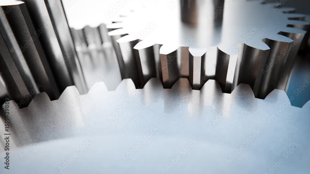 Metallic cogwheels rotating smoothly, showcasing industrial mechanics Metallic cogwheels rotating smoothly, showcasing industrial mechanics